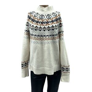 Cupcakes and Cashmere Fair Isle Mock Neck Knit Long Sleeve Sweater Women's M